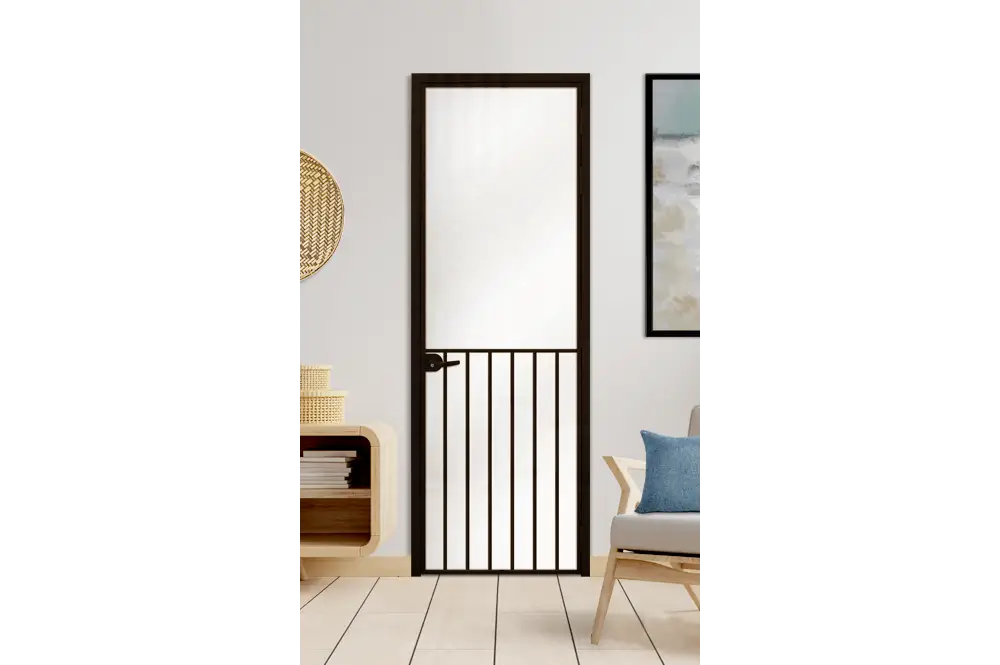 Стъклена врата L1 цвят Черен Мат