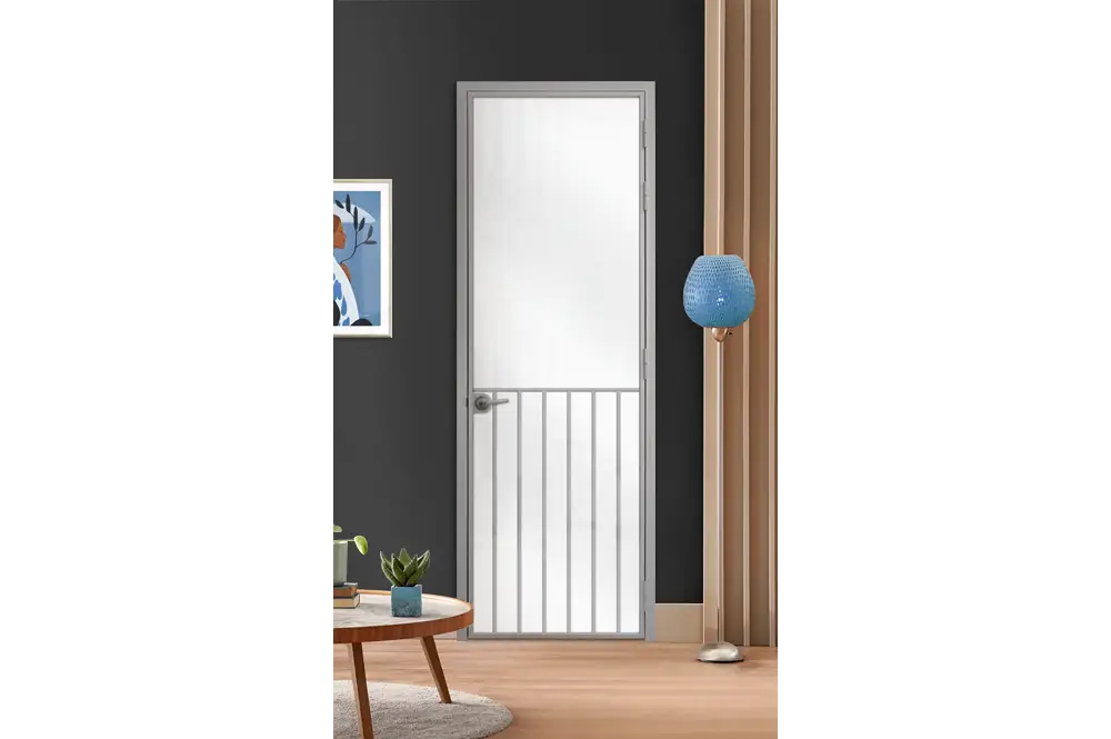 Стъклена врата L1 цвят Сив Мат