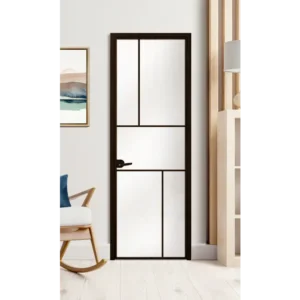 Стъклена врата L10 цвят Черен Мат