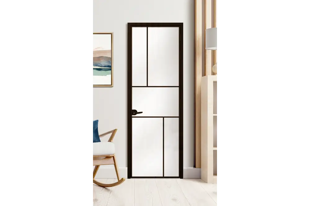 Стъклена врата L10 цвят Черен Мат