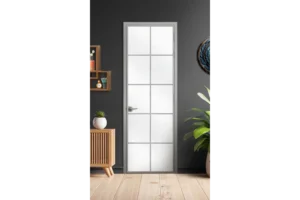 Стъклена врата L3 цвят Сив Мат