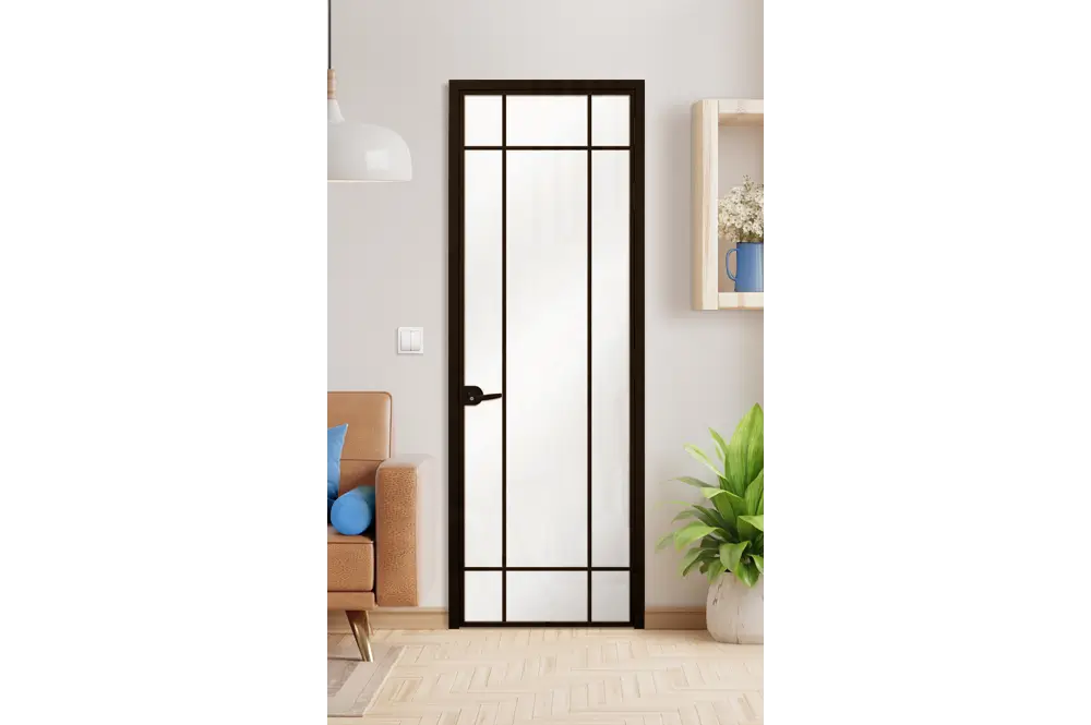 Стъклена врата L4 цвят Черен Мат