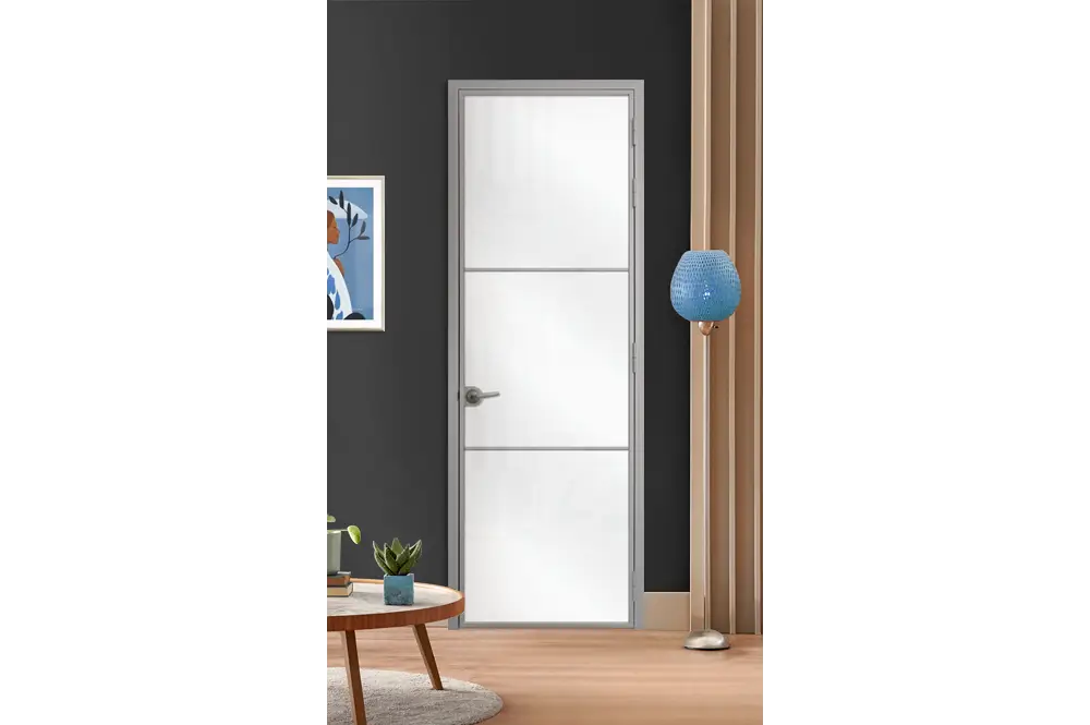 Стъклена врата L7 цвят Сив Мат