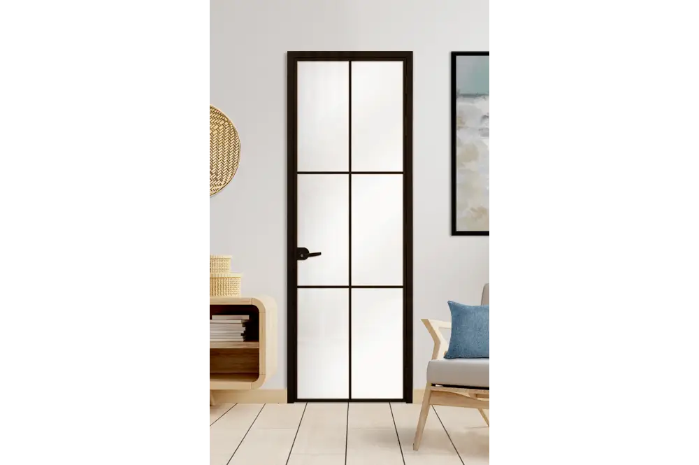Стъклена врата L9 цвят Черен Мат