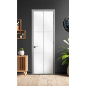 Стъклена врата L9 цвят Сив Мат